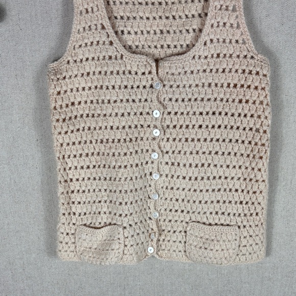Garland > Vintage Beige Crochet Button-Up Vest Small - Picture 4 of 5